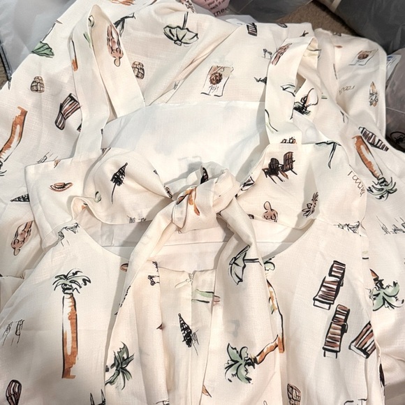 Commense Tropical Print Knotted Long Off White Dress - Picture 7 of 7